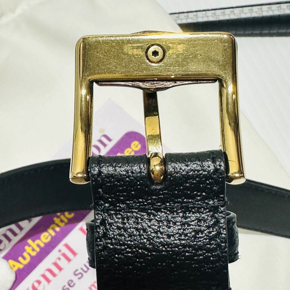 Gucci Waist Belt Women's 105/ 42/ L Black Genuine Leather Gold Bamboo Buckle NWT - Picture 8 of 12